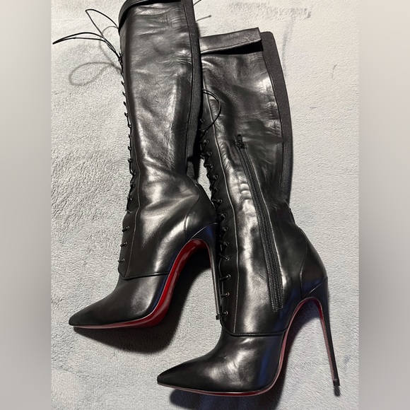 Christian Louboutin Lace up red bottom heel boots - Picture 8 of 12